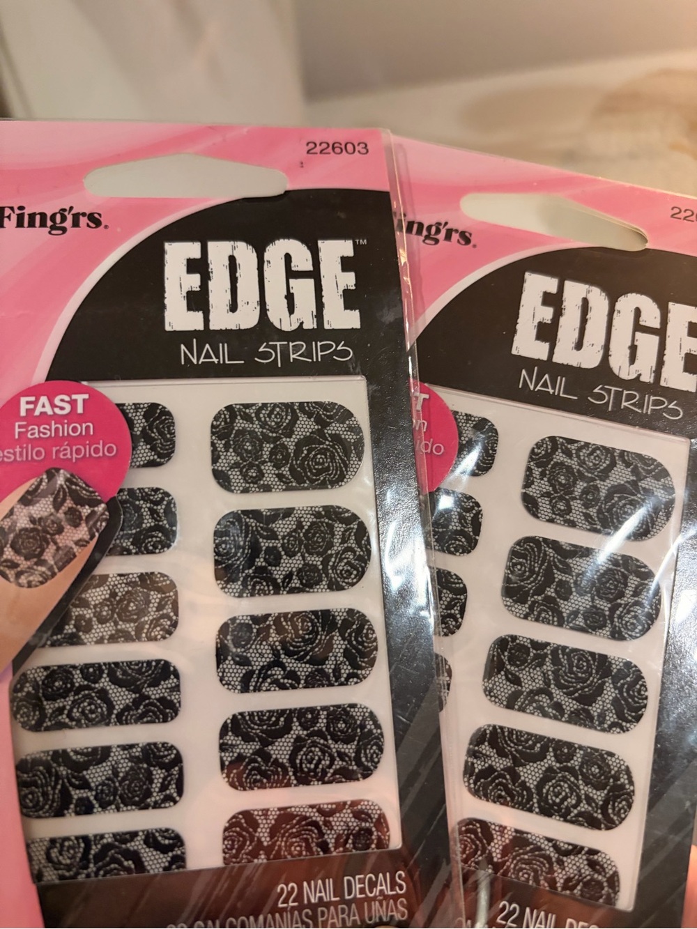 edge Black and White Lace Nail Strips